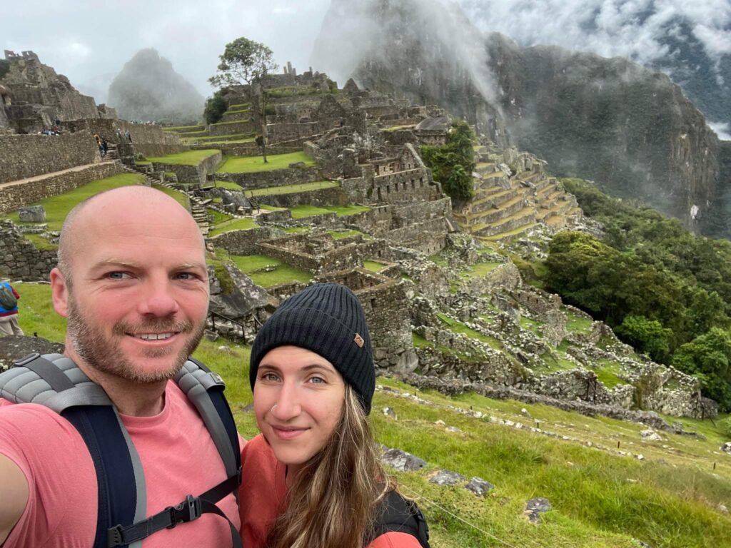 Selfie in front of Machu Picchu ruins along the hike