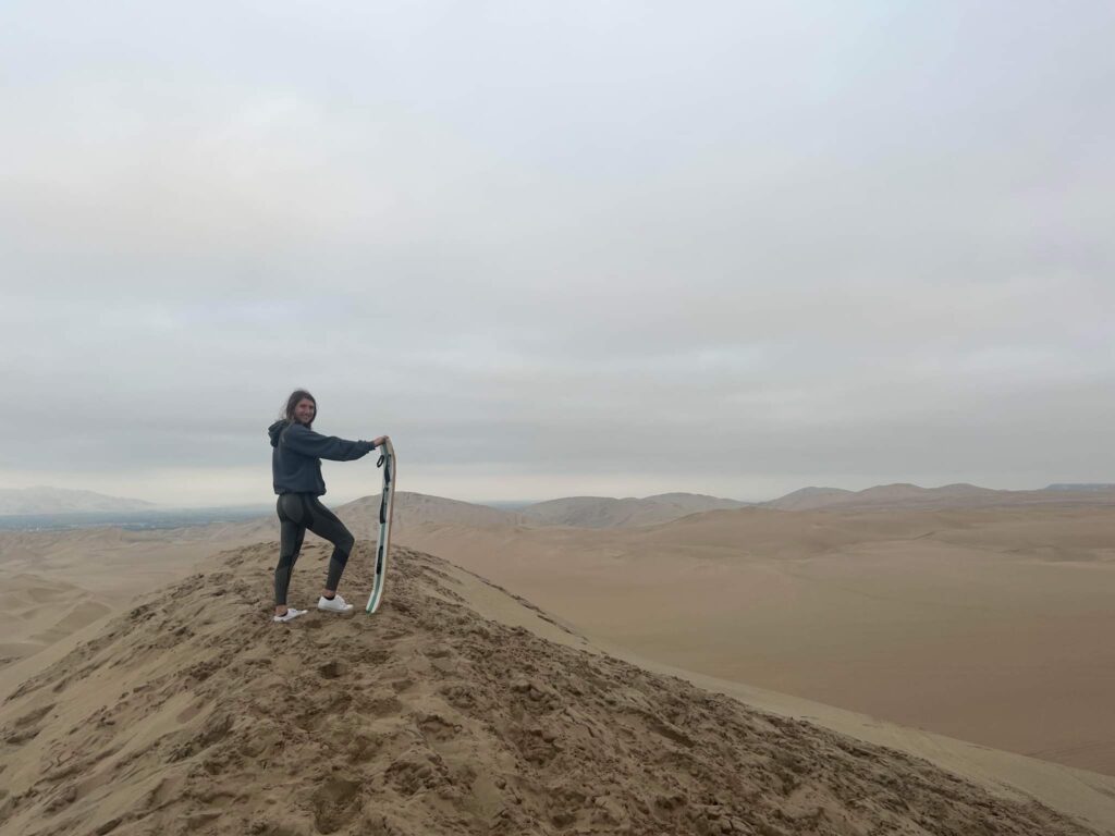 Sand boarding in the Huacachina Oasis