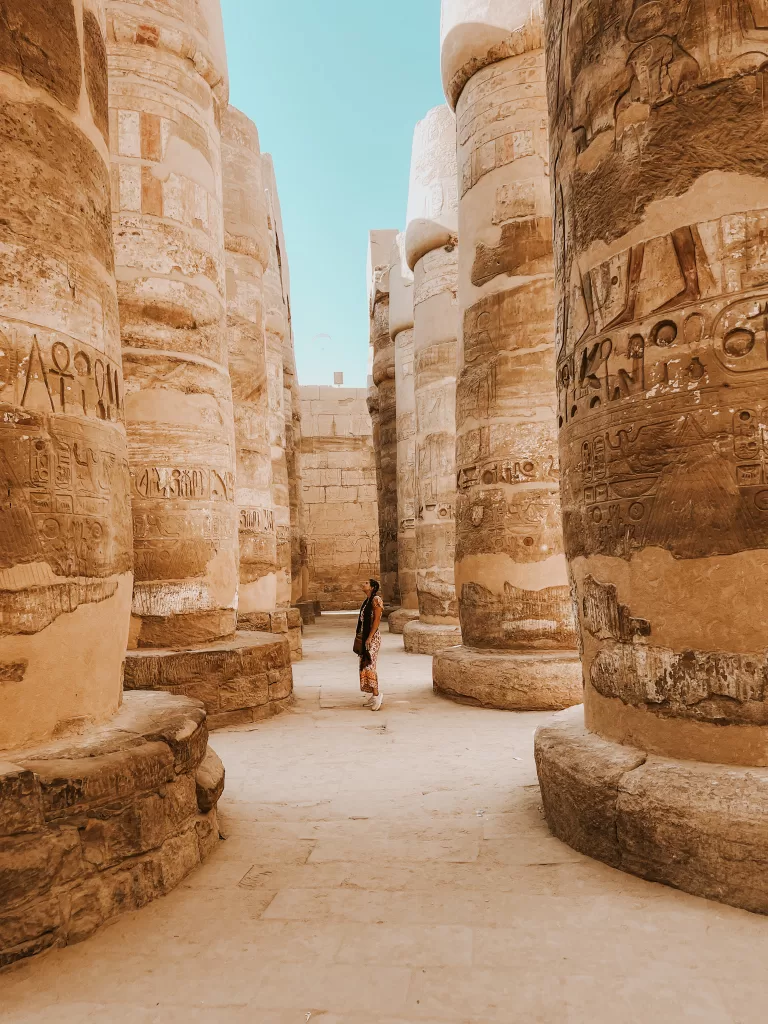 Columns at the Temple of Karnak in Luxor, Egypt