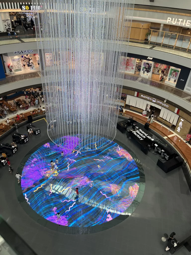 Overhead view of the Digital Light Canvas activity at Marina Bay Sands