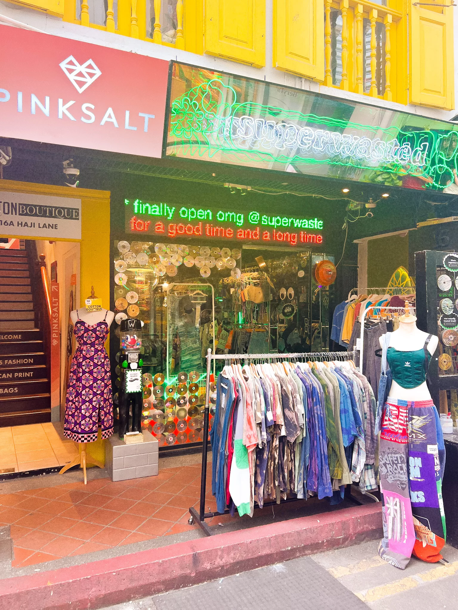 The front of a vintage clothing shop in Singapore.