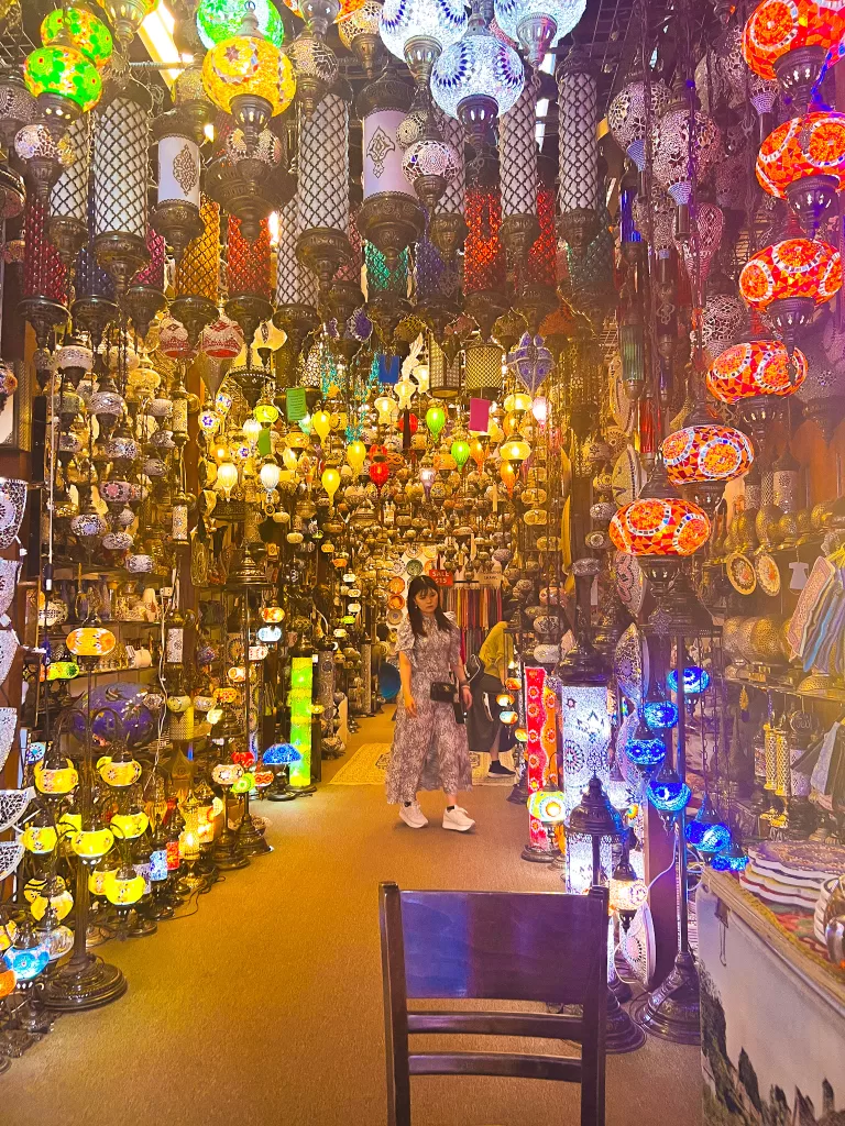 The inside of a unique lamp shop on Haji Lane in Singapore. 