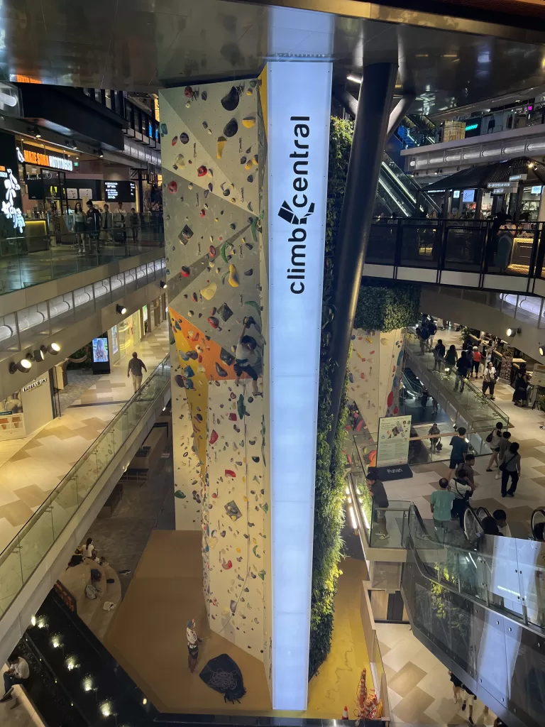 Rock Climbing wall inside the Funan Shopping Center