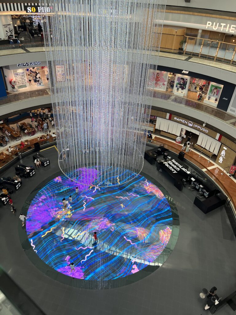 Interactive floor inside the Marina Bay Sands Mall in Singapore. 