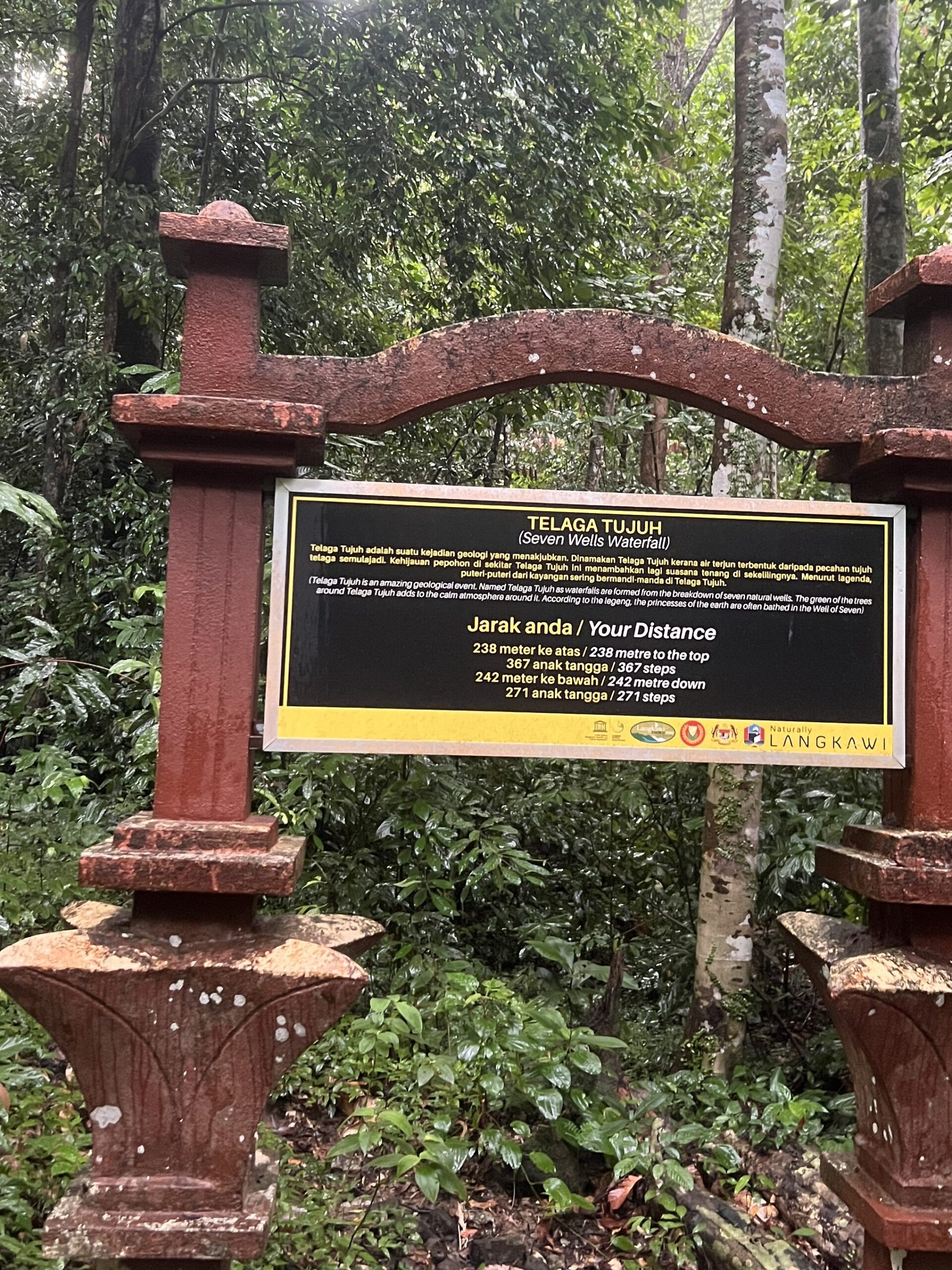 Entrance sign for Seven wells waterfall